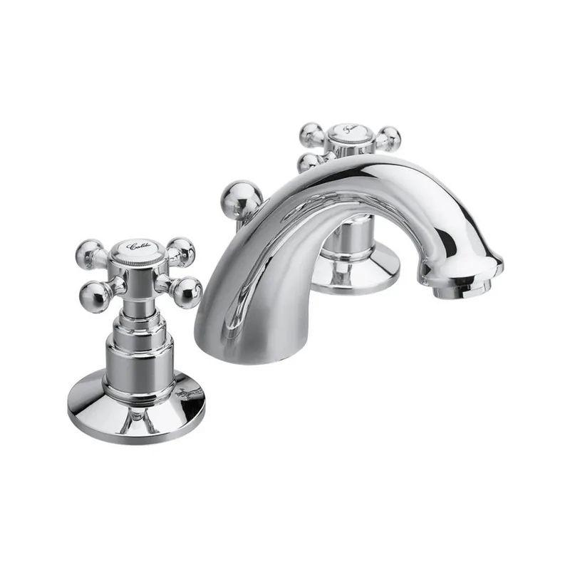 Rechtstreeks Van De Fabrikant Wastafelmengkraan 3-gats Sapho Antea 2-knop Uitloop Gebogen 8.5 cm Chroom (incl. waste)