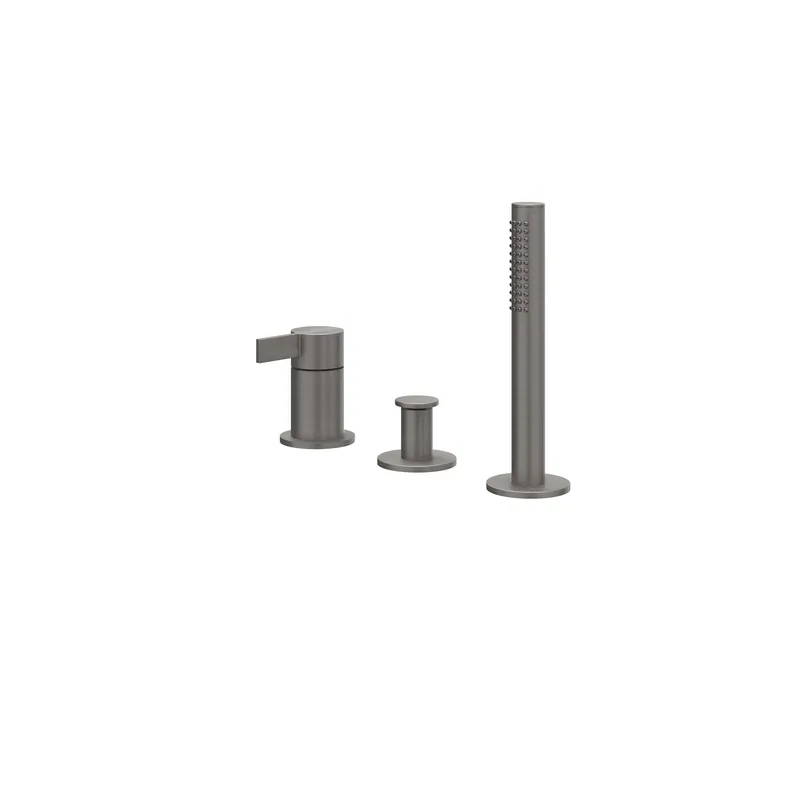 Badrandcombinatie IVY Pact 3-gats Mengkraan Met Uittrekbare Handdouche Zonder Uitloop Geborsteld Metal Black PVD Meest Verkocht