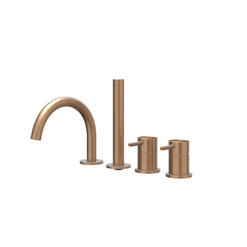 Badrandcombinatie IVY Concord 4-gats Mengkraan Met Uittrekbare Handdouche Draaibare Uitloop RVS316 Geborsteld Mat Koper PVD Speciale Aanbieding