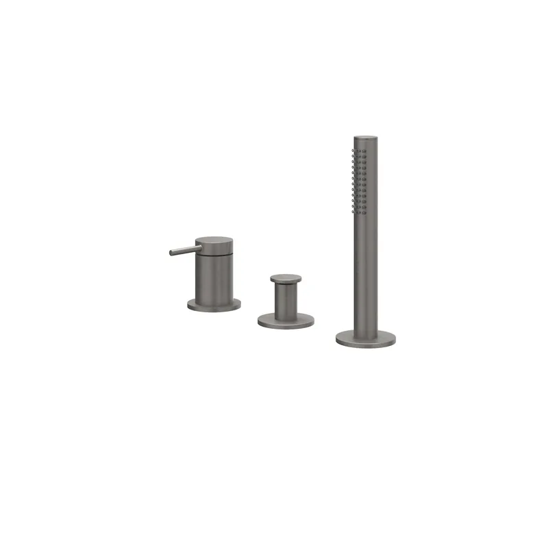 Tijdelijk Beschikbaar Badrandcombinatie IVY Bond 3-gats Mengkraan Met Uittrekbare Handdouche Zonder Uitloop Geborsteld Metal Black PVD