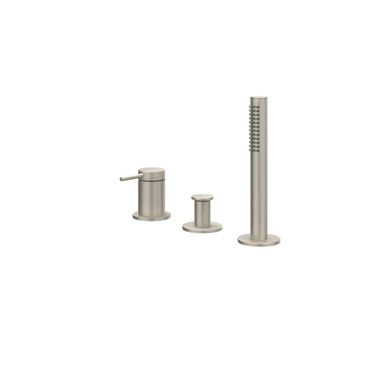 Badrandcombinatie IVY Bond 3-gats Mengkraan Met Uittrekbare Handdouche Zonder Uitloop Geborsteld Nickel PVD Exclusieve Aanbieding
