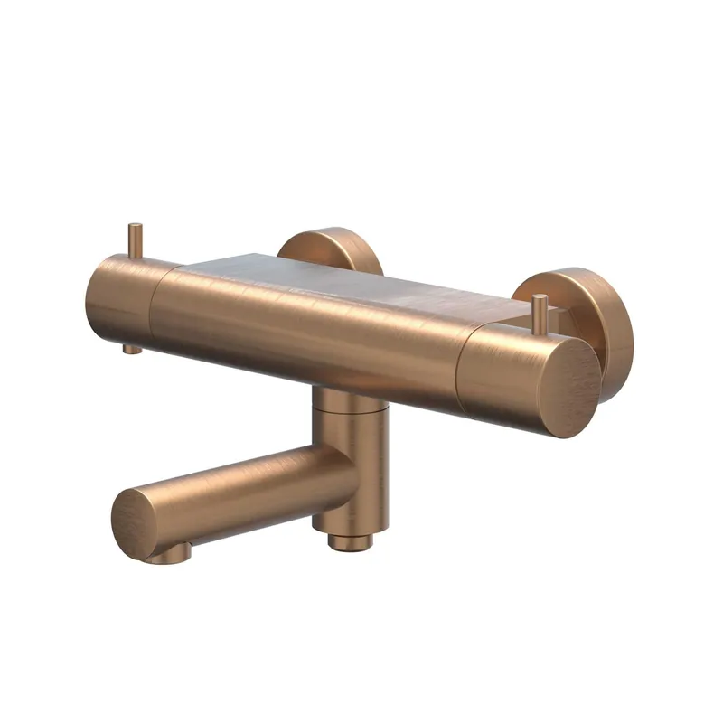 Shop Nu Badthermostaatkraan IVY Bond Opbouw Omstel Met Draaibare Baduitloop Met Omstel Cooltouch Geborsteld Mat Koper PVD