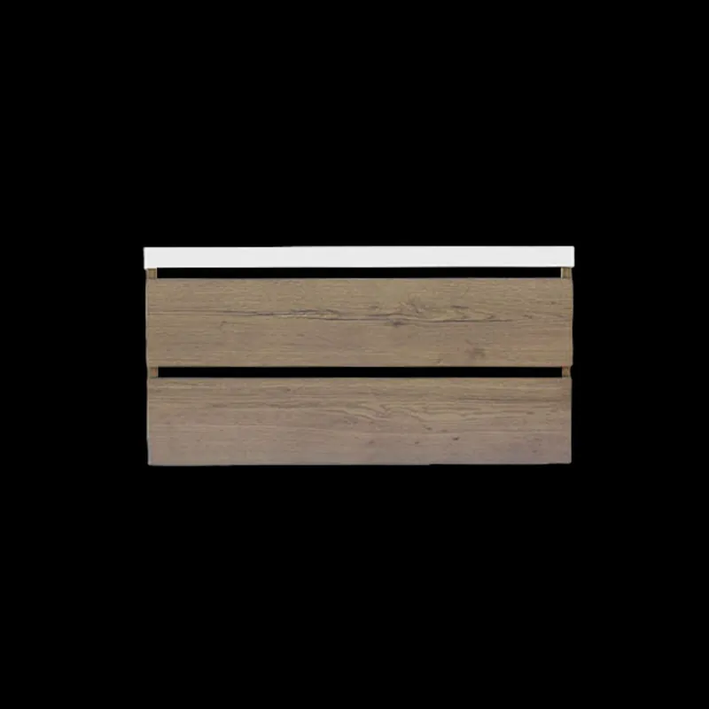 Onderkast Sanilux Trendline Met Greeplijst Mat Zwart 120x47x52 Cm Tabak Oak Seizoensaanbieding