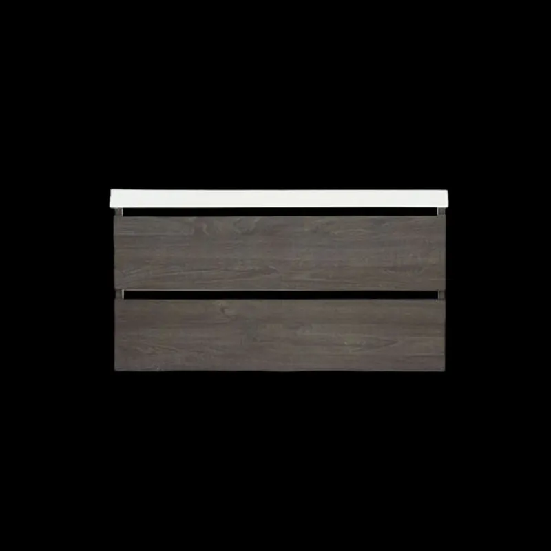 Fabrieksprijs Onderkast Sanilux Trendline Met Greeplijst Mat Zwart 120x47x52 Cm Silver Oak