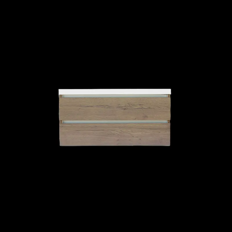 Uitverkoop Onderkast Sanilux Trendline Met Greeplijst Aluminium 120x47x52 Cm Tabak Oak