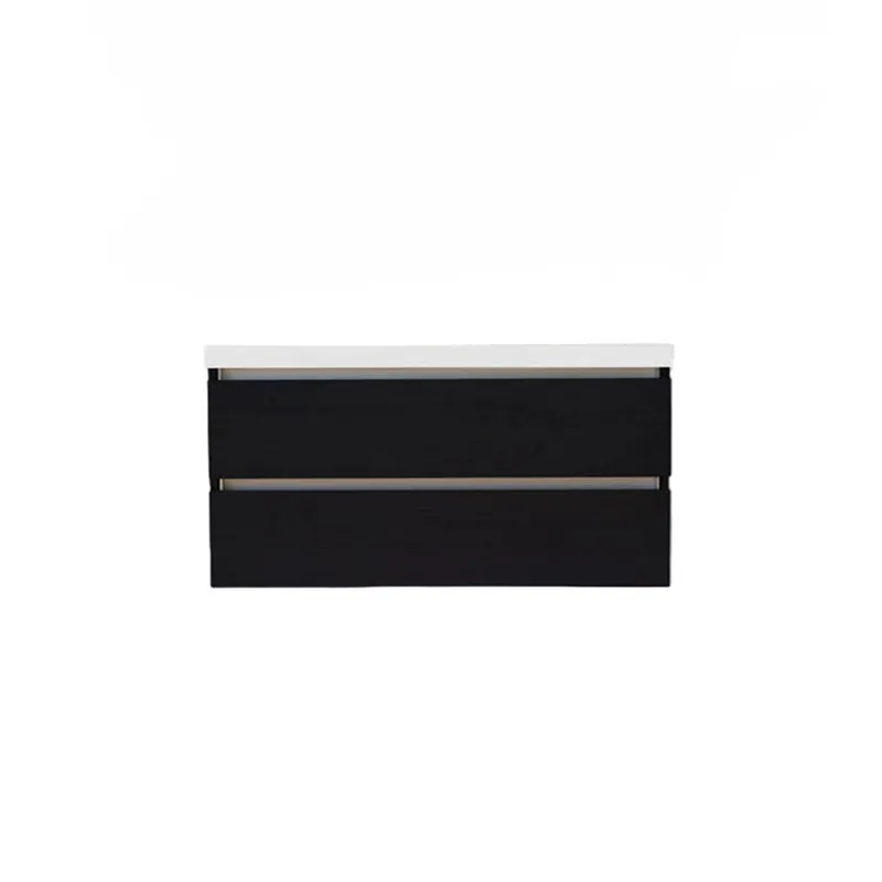 Aanbieding Onderkast Sanilux Trendline Met Greeplijst Aluminium 120x47x52 Cm Black Oak