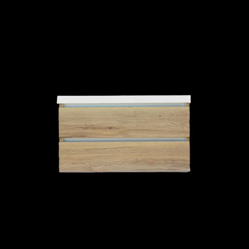 Onderkast Sanilux Trendline Met Greeplijst Aluminium 120x47x52 Cm Naturel Oak Gecertificeerd