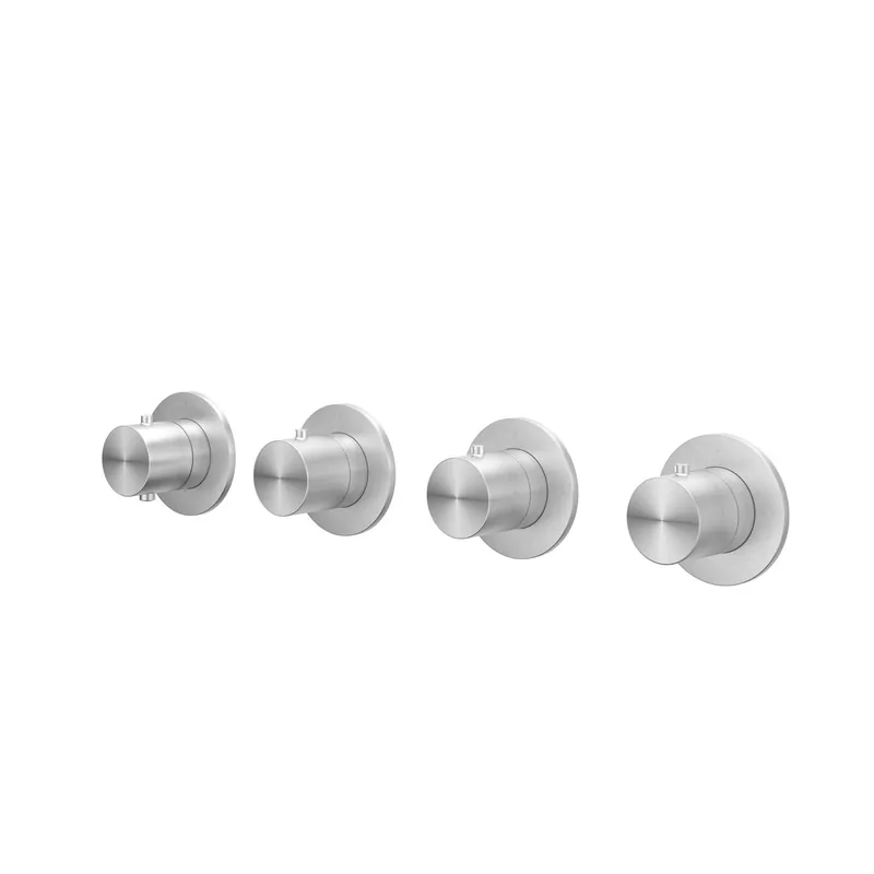 Superprijs Afbouwdeel IVY Concord Inbouwthermostaat 3 Stopkranen Symmetry Met Ronde Rozetten Geborsteld RVS316