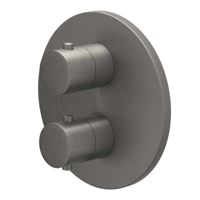 Express Levering Afbouwdeel IVY Bond Inbouwthermostaat 1 Stopkraan Met Rond Rozet Geborsteld Metal Black PVD