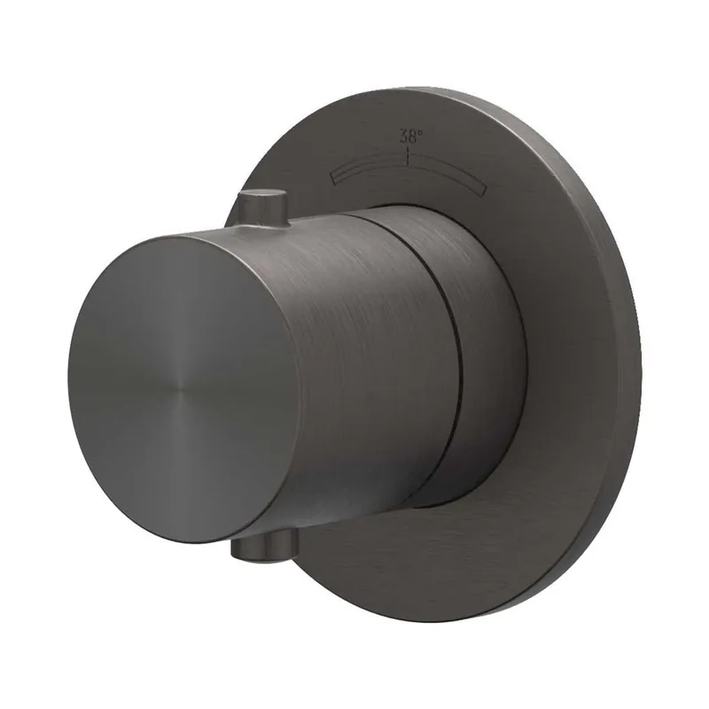 Aanbieding Afbouwdeel IVY Concord Inbouwthermostaat Symmetry Met Rond Rozet RVS316 Geborsteld Carbon Black PVD