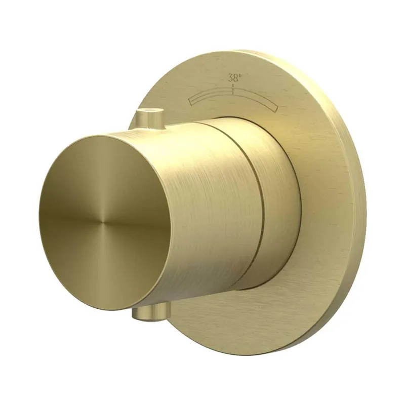 Koop Online Afbouwdeel IVY Concord Inbouwthermostaat Symmetry Met Rond Rozet RVS316 Geborsteld Mat Goud PVD