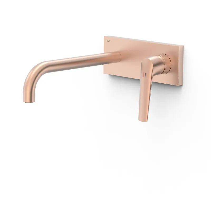 Wastafelkraan Inbouw Tres Fuji 24 Cm Met Bedieningsplaat Mat Rose Gold Bestseller