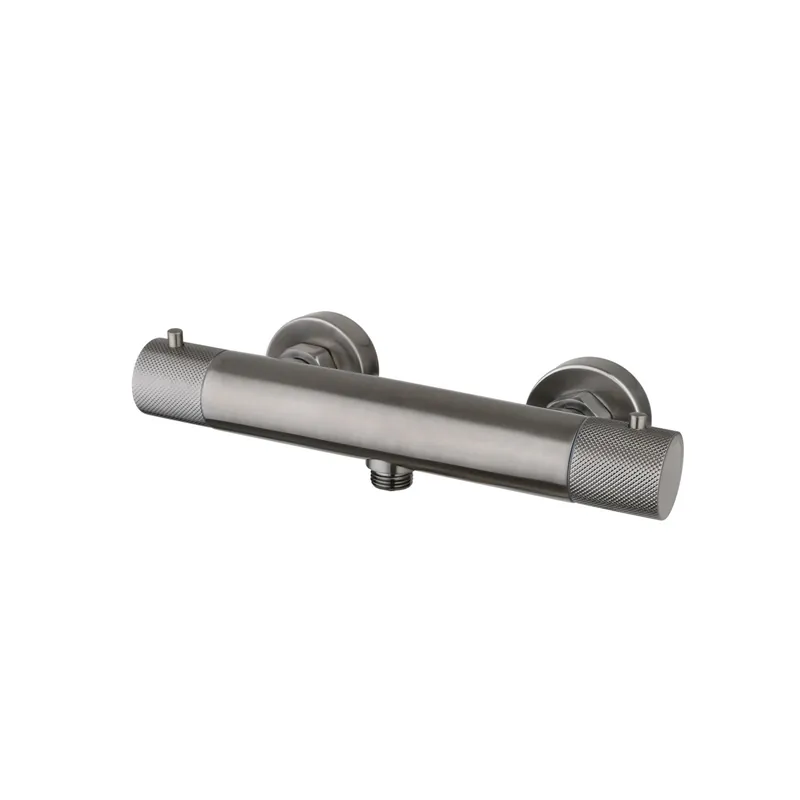 Premium Douchemengkraan Opbouw Sanilux Ribb Thermostatisch Rond Met Geribbelde Knop Gunmetal