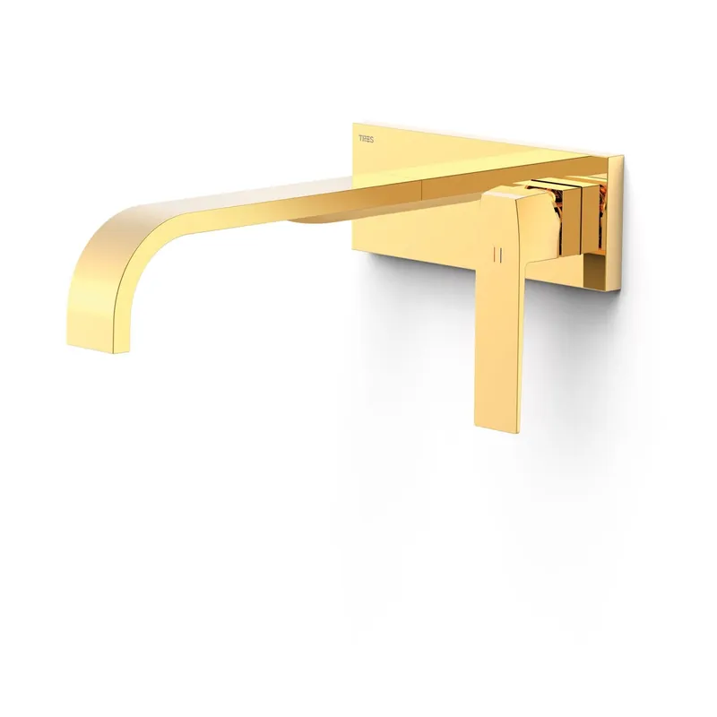 Actieprijs Wastafelmengkraan Inbouw Tres Slim Exclusive Lange Gebogen Uitloop en Lange Hendel Goud