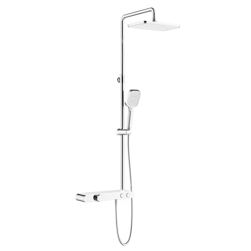 Opbouw Regendouchekraan Met Planchet Chroom Wit Veilige Betaling