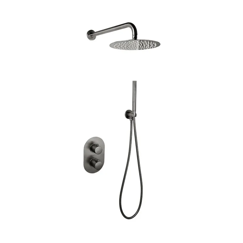 Doucheset Sanilux Rubb Inbouw Met Thermostaat, Douchekop 25 cm, Doucheslang en Handdouche Gunmetal Beperkte Voorraad