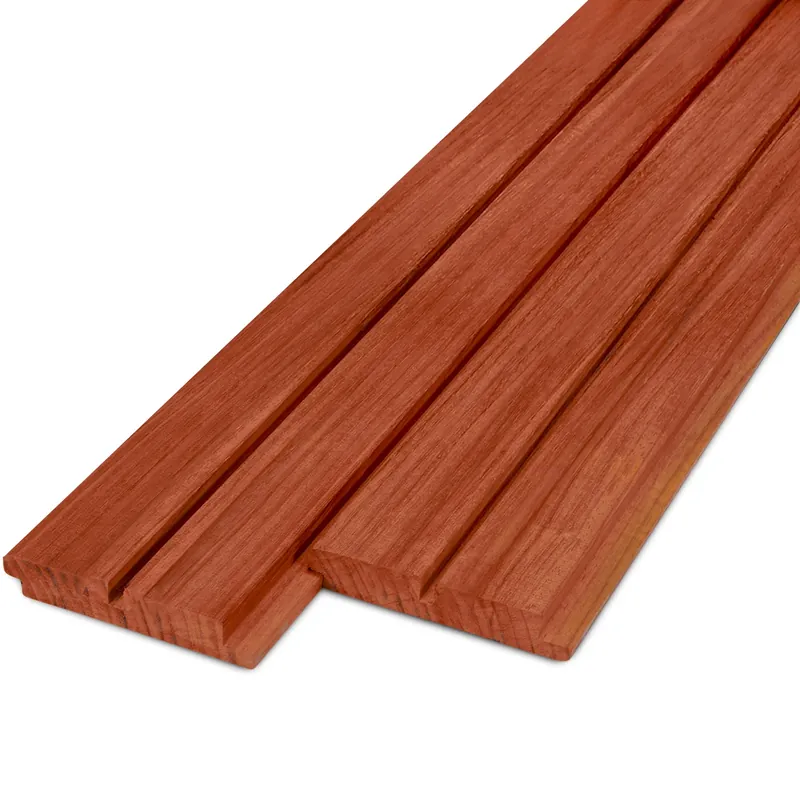 hardhout - rabat Padoek dubbel blokprofiel (50/50) - 21x125 mm - geschaafd - blokprofiel - padouk hardhout AD 20-25% - Padouk dubbel blokprofiel (50/50) - 21x125 mm - geschaafd: 125 cm Voordeelprijs