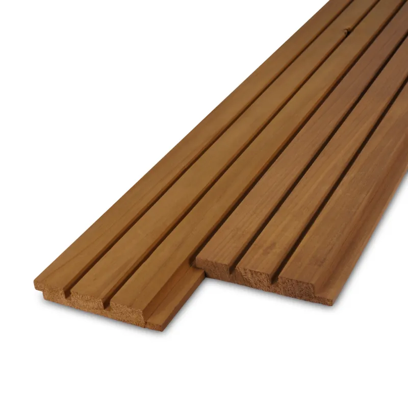 Superprijs thermo - rabat Thermo ayous Deens rabat - 21x125 mm - geschaafd - deensrabat - thermisch gemodificeerd ayous hout KD 8-12% - Thermo ayous Deens rabat - 21x125 mm - geschaafd: 245 cm