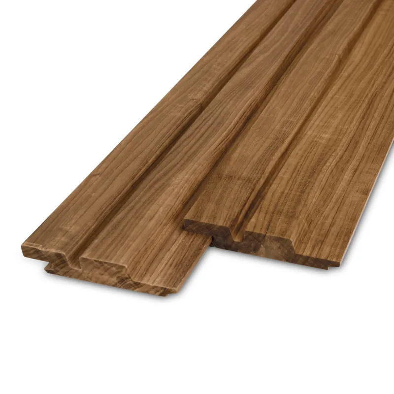 Koopje thermo - rabat Thermo fraké dubbel blokprofiel (50/50) (mes en groef) - 28x115 mm - geschaafd - blokprofiel (T&G) - thermisch gemodificeerd frake hout KD 8-12% - Thermo fraké dubbel blokprofiel (50/50) (mes en groef ) - 28x115 mm - geschaafd: 215 cm