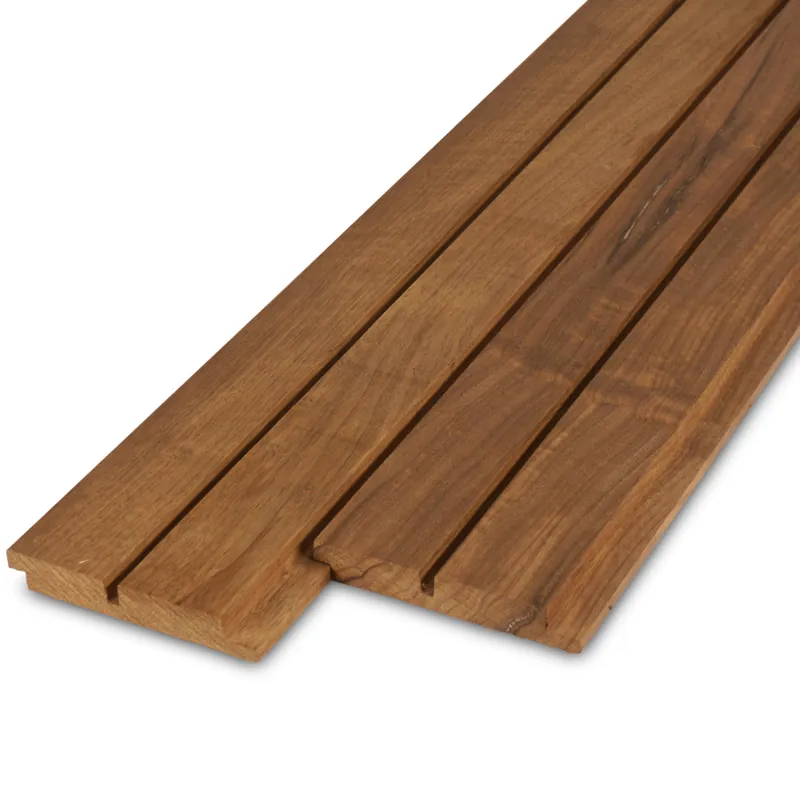 thermo - rabat Thermo fraké dubbel blokprofiel (50/50) - 21x125 mm - geschaafd - blokprofiel - thermisch gemodificeerd frake hout KD 8-12% - Thermo fraké dubbel blokprofiel (50/50) - 21x125 mm - geschaafd: 245 cm Korting