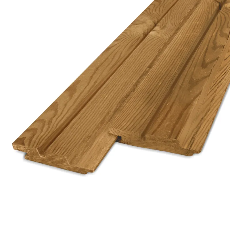 Favoriet thermo - rabat Thermo grenen dubbel blokprofiel (50/50) (mes en groef) - 21x115 mm - geschaafd - blokprofiel (T&G) - thermisch gemodificeerd grenenhout KD 8-12% - Thermo grenen dubbel blokprofiel (50/50) (mes en groef ) - 21x115 mm - geschaafd: 300 cm