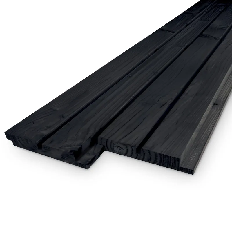 Premium douglas - rabat Zwart gebeitst douglas dubbel blokprofiel (50/50) - 19x120 mm - geschaafd - dubbel rhombusprofiel - zwart douglashout KD 18-20% - Zwart gebeitst douglas dubbel blokprofiel (50/50) - 19x120 mm - geschaafd: 240 cm