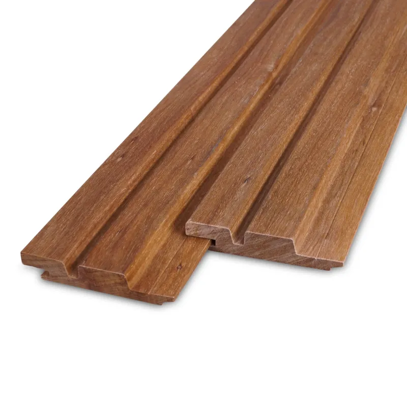 Snelle Levering hardhout - rabat Cumaru dubbel blokprofiel (50/50) (mes en groef) - 28x115 mm - geschaafd - blokprofiel (T&G) - cumaru hardhout KD 18-20% - Cumaru dubbel blokprofiel (50/50) (mes en groef ) - 28x115 mm - geschaafd: 485 cm
