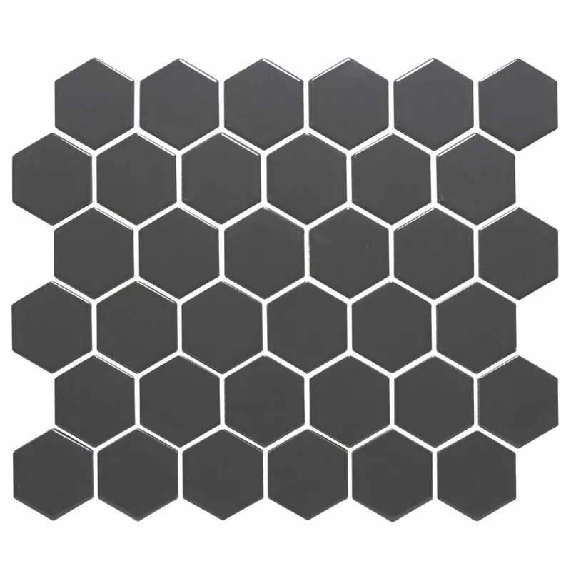 Mozaïek Barcelona 28.1x32.5 cm Geglazuurd Porselein Hexagon Glanzend Donker Grijs (Prijs Per m2) Goedkoop