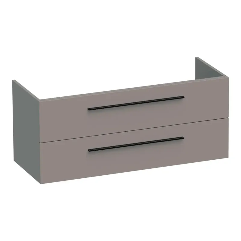 Seizoensaanbieding Brauer Trust onderkast 120cm met 2 softclose lades en 2 sifon uitsparingen taupe mat