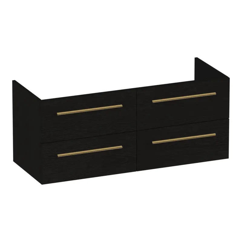 Merkproduct Brauer Trust onderkast 120cm met 4 softclose lades en 2 sifon uitsparingen timber black