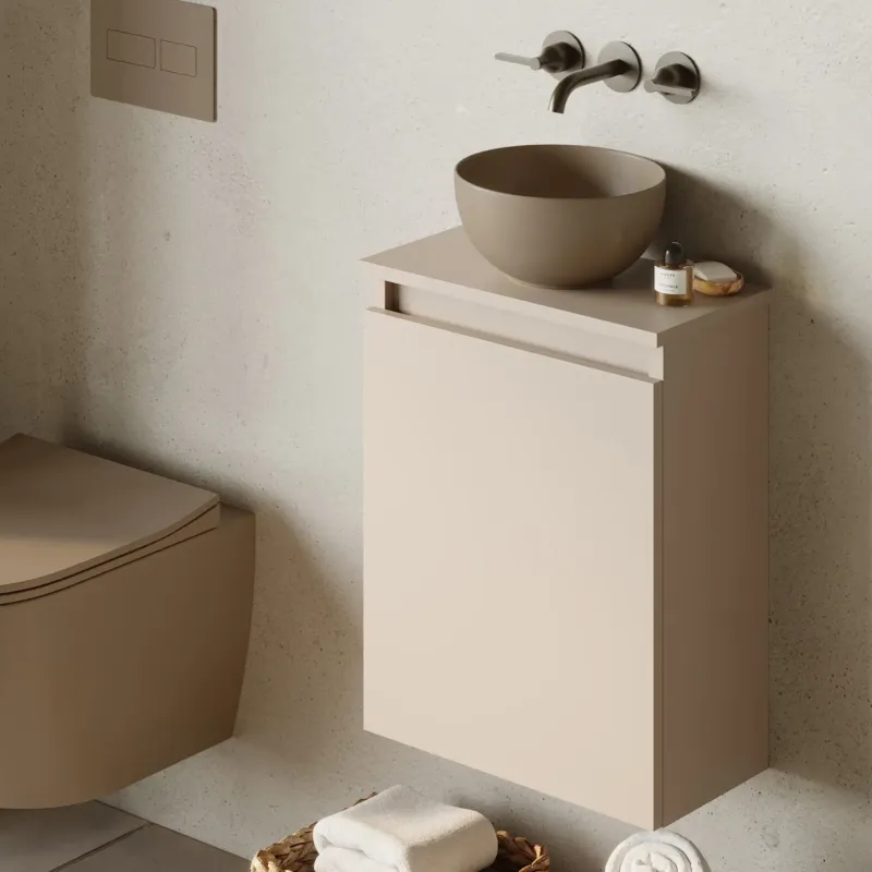 Fontana Bano toiletmeubel warm linnen 40x22cm met waskom in taupe Op = Op