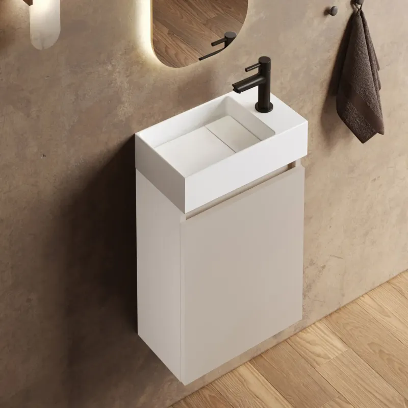 Fabrieksprijs Fontana Itsie toiletmeubel warm linnen 40cm met fontein in glans wit