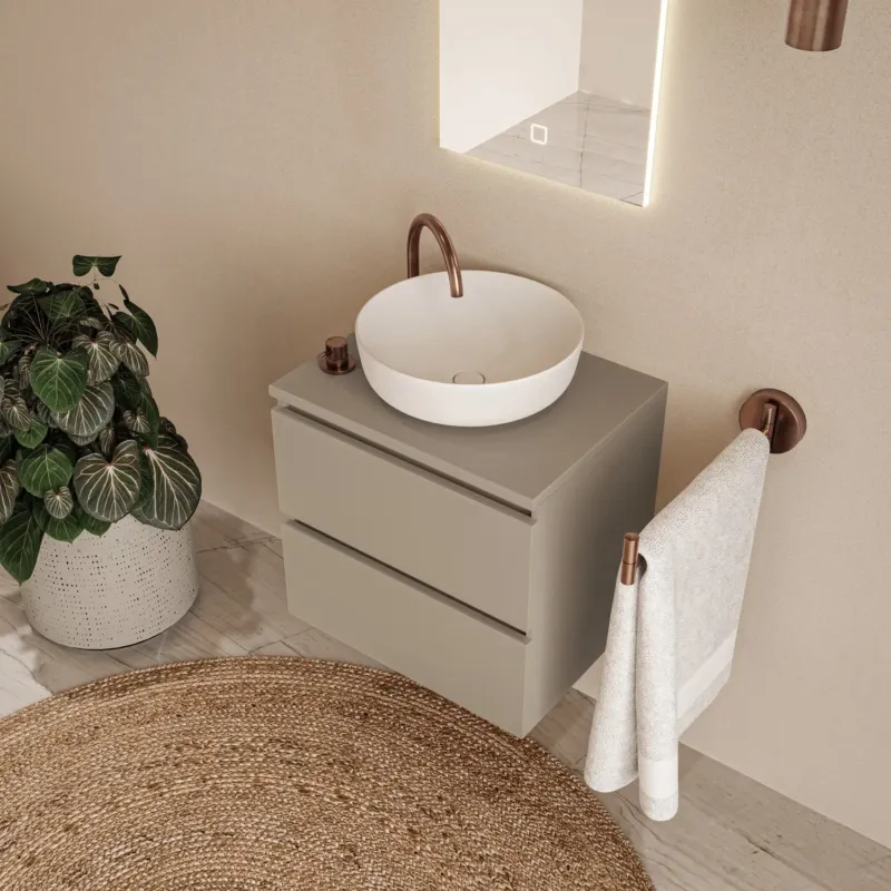 Veilige Betaling Fontana Proma badmeubel 60cm met witte waskom taupe