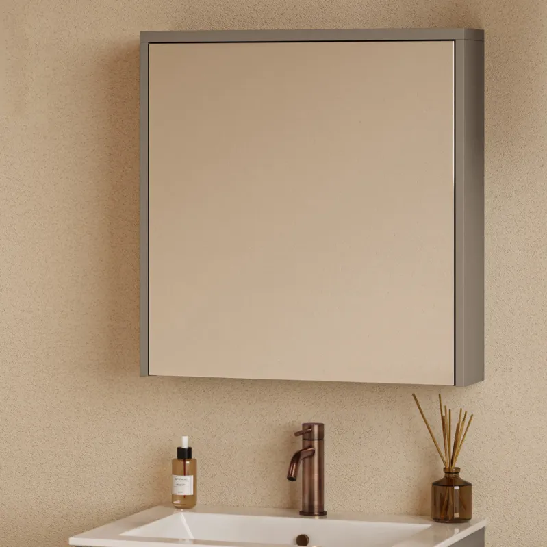 Weekendaanbieding Fontana Basic spiegelkast 60cm met 1 deur taupe