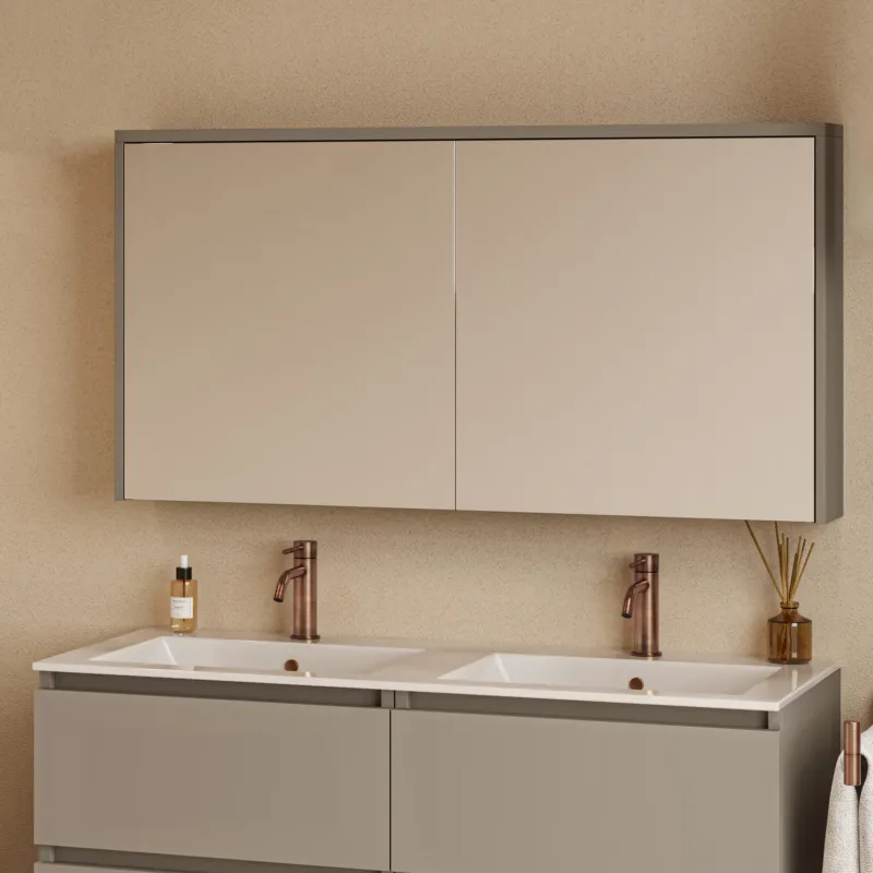 Speciale Aanbieding Fontana Basic spiegelkast 117cm met 2 deuren taupe
