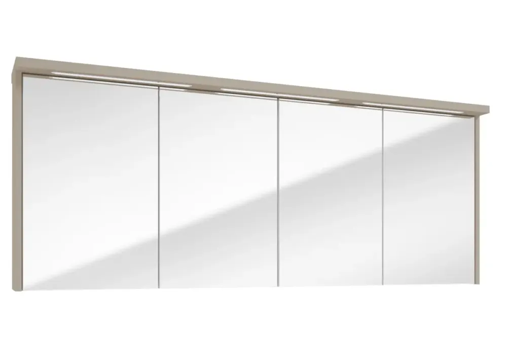 Fontana Grado spiegelkast met verlichting 157cm 4 deuren taupe Merkproduct