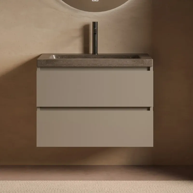 Fontana Freestone badkamermeubel taupe 80cm met natuurstenen wastafel 1 kraangat Koop Online