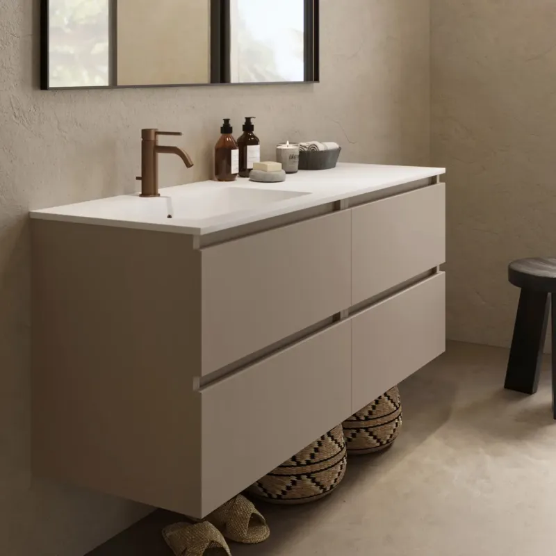 Koop Vandaag Fontana Cosmos badmeubel 120cm met wastafel links zonder kraangat taupe