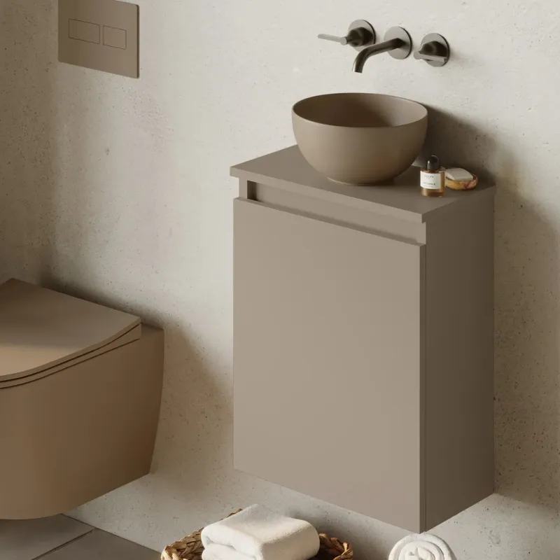Shop Nu Fontana Bano toiletmeubel taupe 40x22cm met waskom in taupe