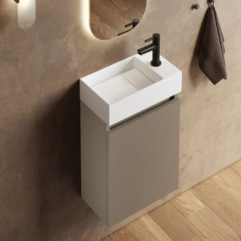 Fontana Itsie toiletmeubel taupe 40cm met fontein in mat wit Beperkte Voorraad