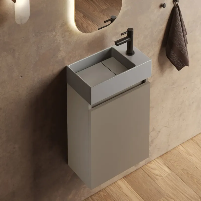 Fontana Itsie toiletmeubel taupe 40cm met fontein in mat grijs Seizoensaanbieding