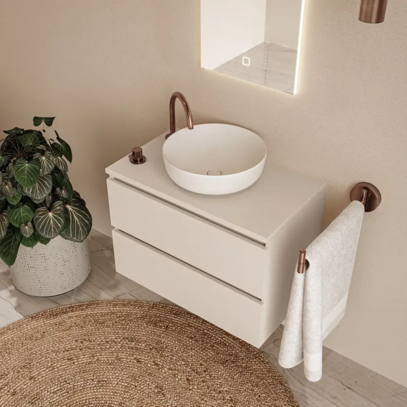 Fontana Proma badmeubel 80cm met mat witte waskom warm linnen Gecertificeerd
