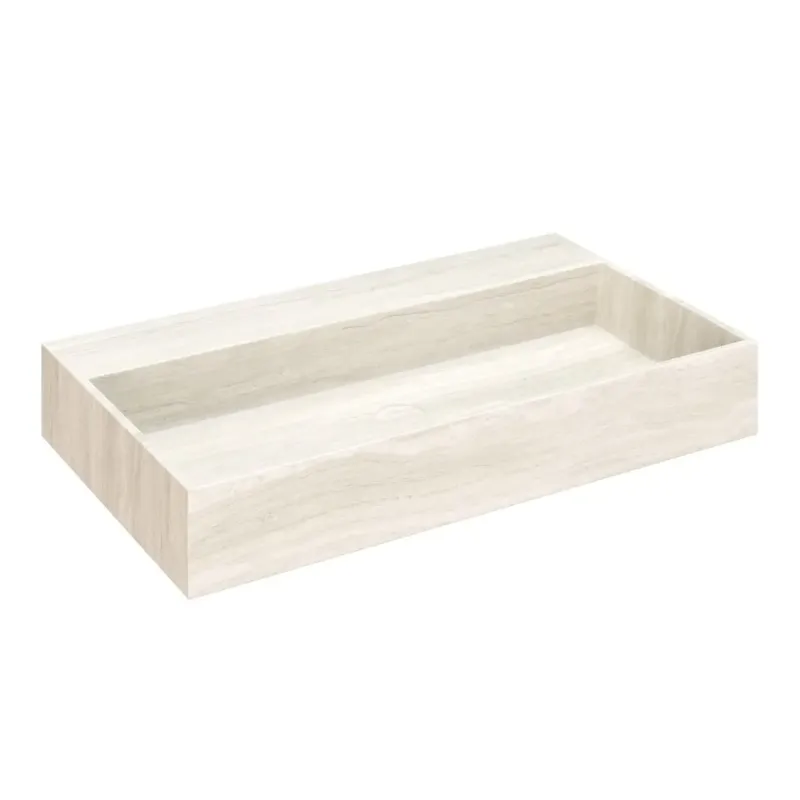 SCHADEMODEL Saniclear White Travertin marmer wastafel 80x46cm zonder kraangat Must-Have
