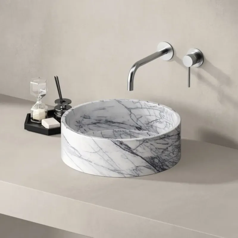 Best Design Pureline marmer waskom Ø30x13cm lilac marble Uitverkoop