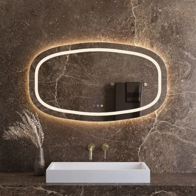 Best Design Baunach Deens ovaal spiegel 100x65cm met ghost-verlichting Betaalbaar