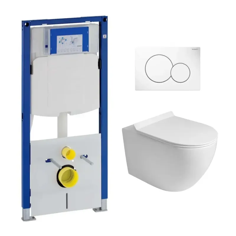Geberit UP320 toiletset met Sanigoods Flux tornado flush randloos toilet met softclose zitting Nieuw