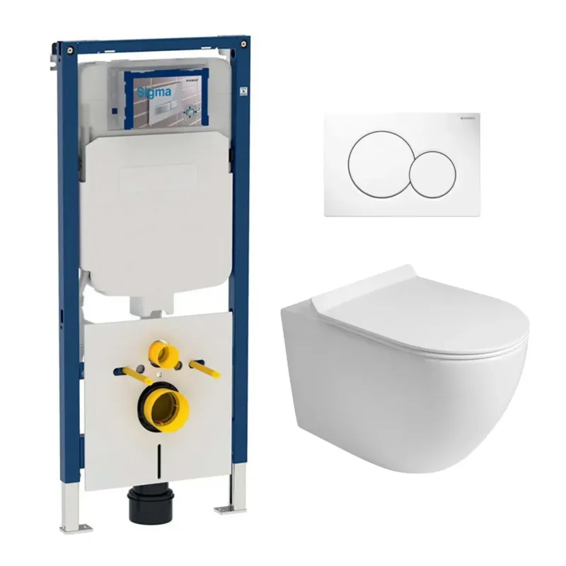 Merkproduct Geberit UP720 toiletset met Sanigoods Flux tornado flush randloos toilet met softclose zitting