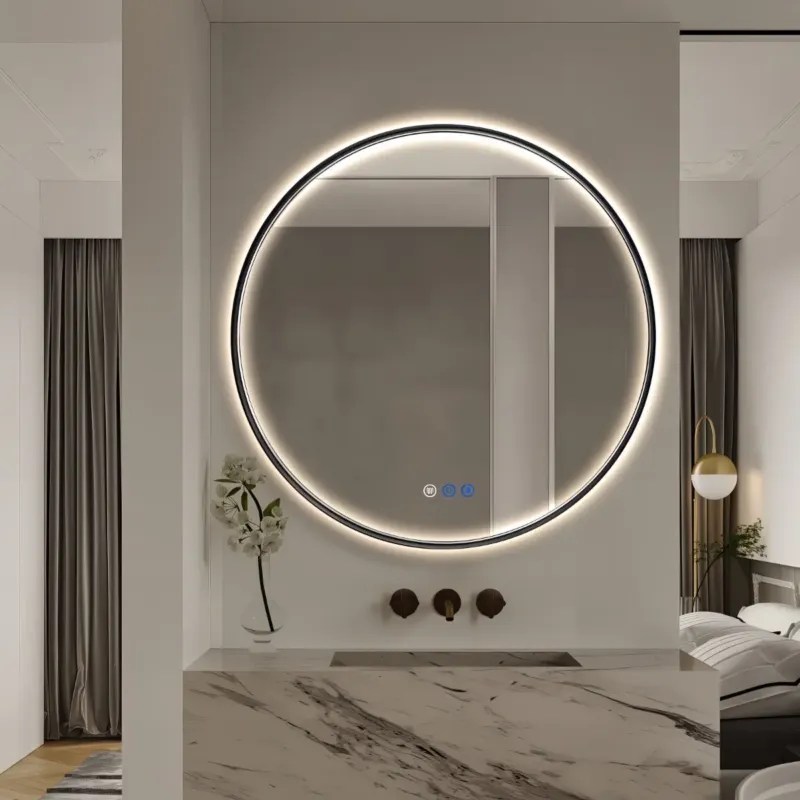 SCHADEMODEL Saniclear Circle Black 2.0 ronde spiegel met verwarming, direct en indirect licht mat zwart 90cm Betaalbaar