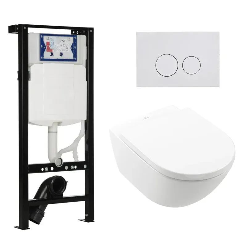 Geberit UP320 met Plieger frame toiletset met Villeroy & Boch Subway 3.0 randloos toilet met softclose zitting Koopje