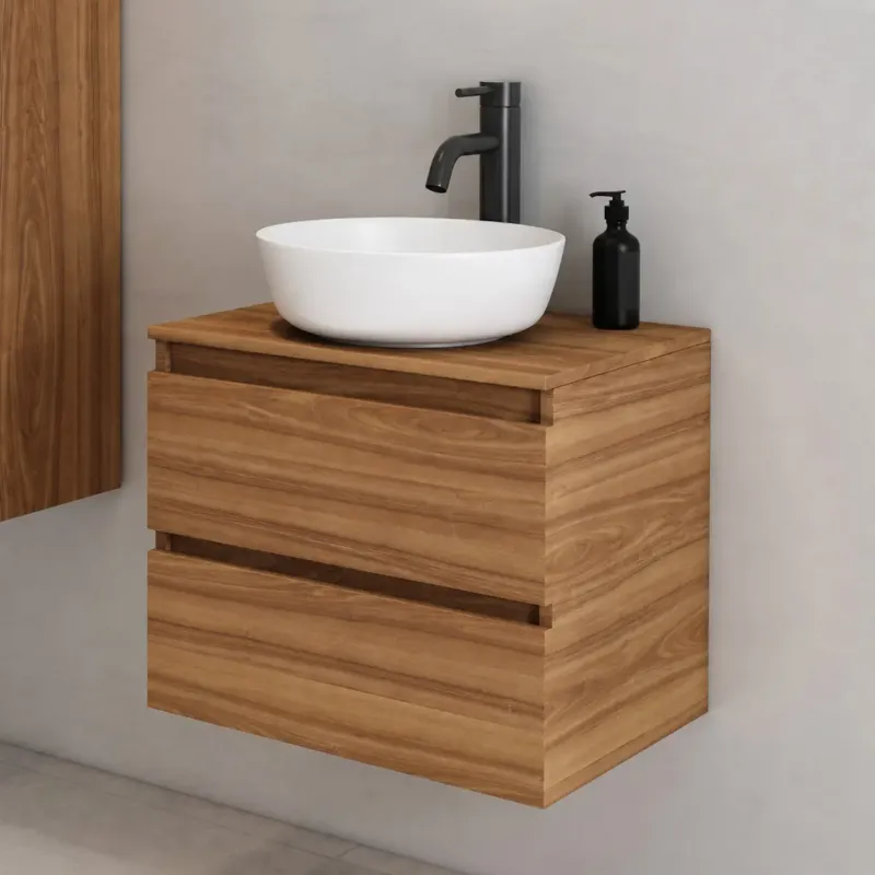 Fontana Proma badmeubel 60cm met mat witte waskom walnoot Speciale Aanbieding